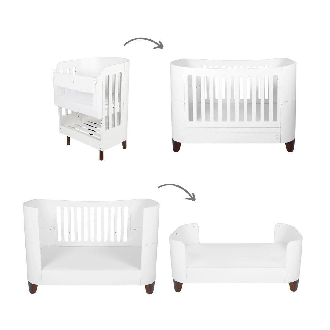 Gaia Baby Serena Cot Bed + Bedside Crib - Includes Bedside mattress - White / Walnut-Cot Beds-White / Walnut- | Natural Baby Shower
