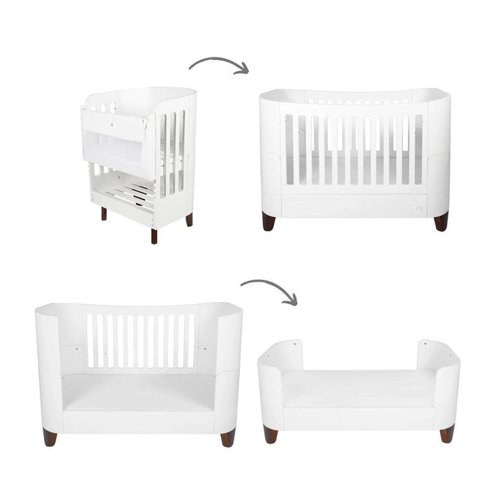 Gaia Baby Serena Cot Bed + Bedside Crib - Includes Bedside mattress - White / Walnut-Cot Beds-White / Walnut- | Natural Baby Shower