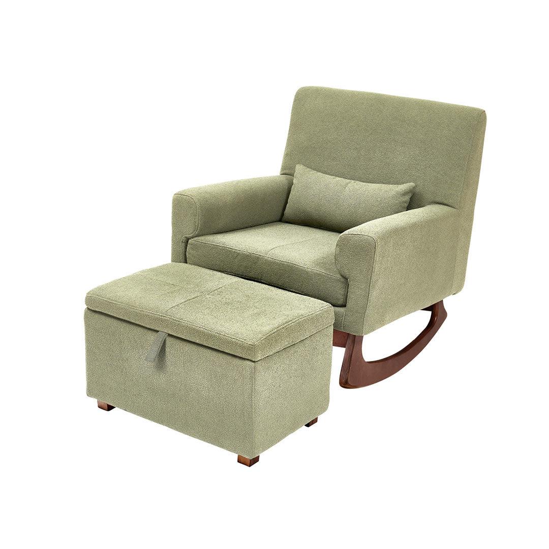 Gaia Baby Serena Rocking/Feeding Chair - Sage/Walnut-Feeding Chairs-Sage/Walnut-With Footstool | Natural Baby Shower
