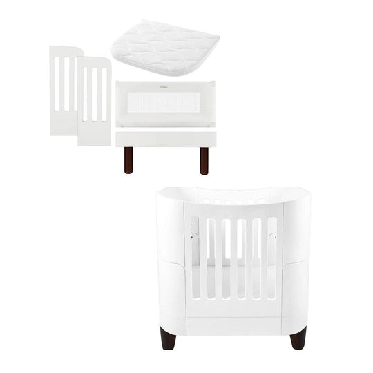 Gaia Baby Serena Mini Cot + Bedside Crib - Includes Bedside mattress - White / Walnut-Cot Beds-White / Walnut- | Natural Baby Shower