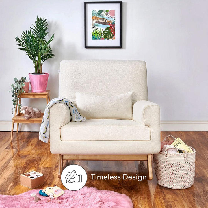 Gaia Baby Serena Rocking & Feeding Chair - Chalk Bouclé-Feeding Chairs-Chalk- | Natural Baby Shower