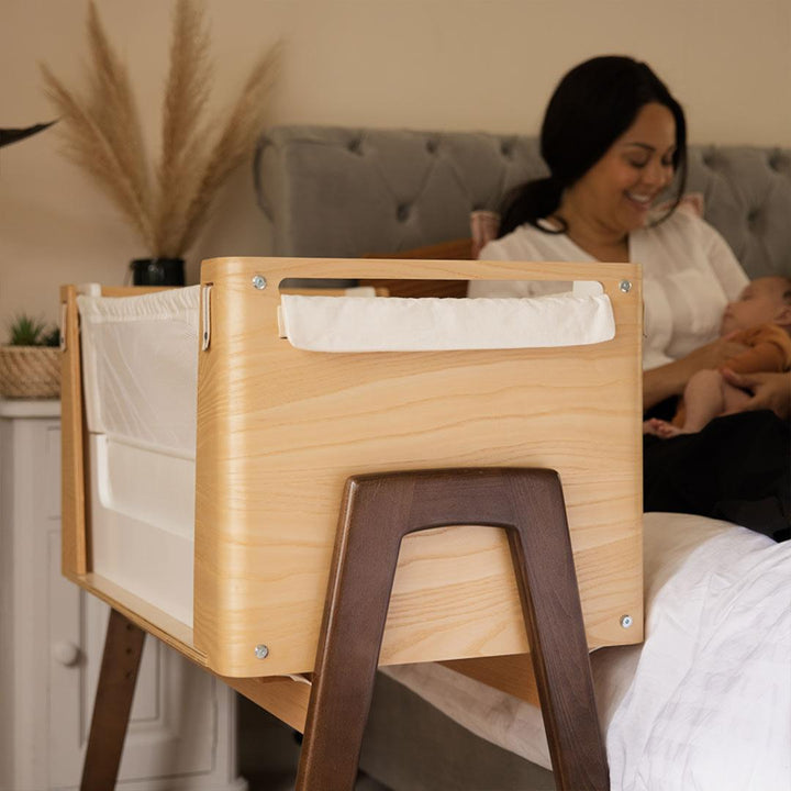 Gaia Hera Bedside Crib² - Natural/Walnut-Bedside Cribs- | Natural Baby Shower