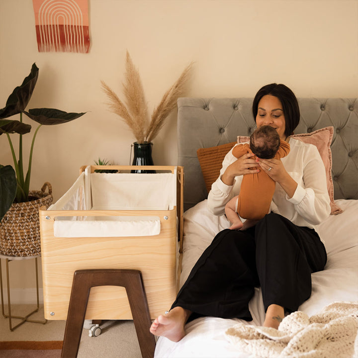Gaia Hera Bedside Crib² - Natural/Walnut-Bedside Cribs- | Natural Baby Shower