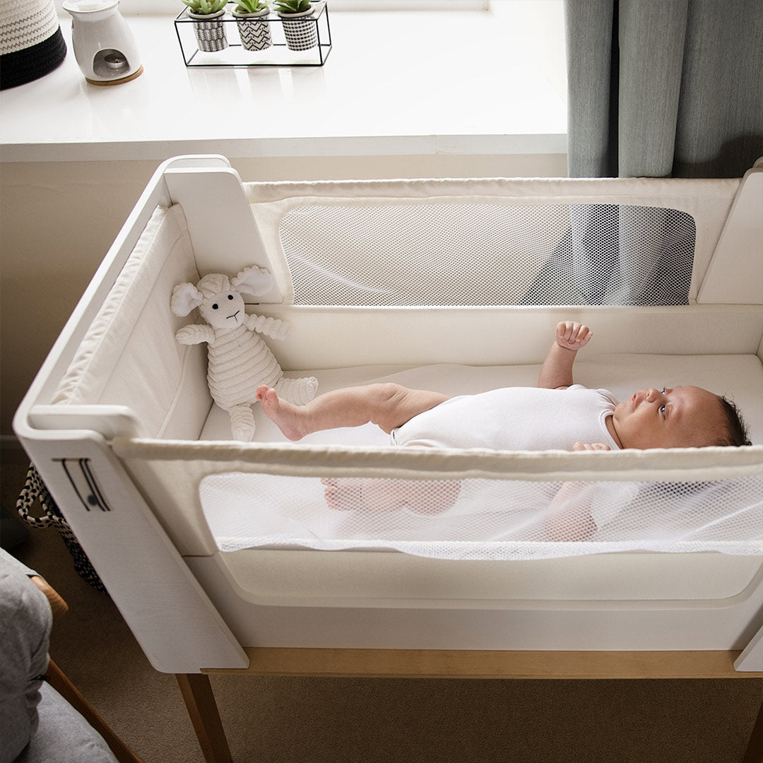 Gaia Hera Bedside Crib² - Scandi White/Natural-Bedside Cribs- | Natural Baby Shower