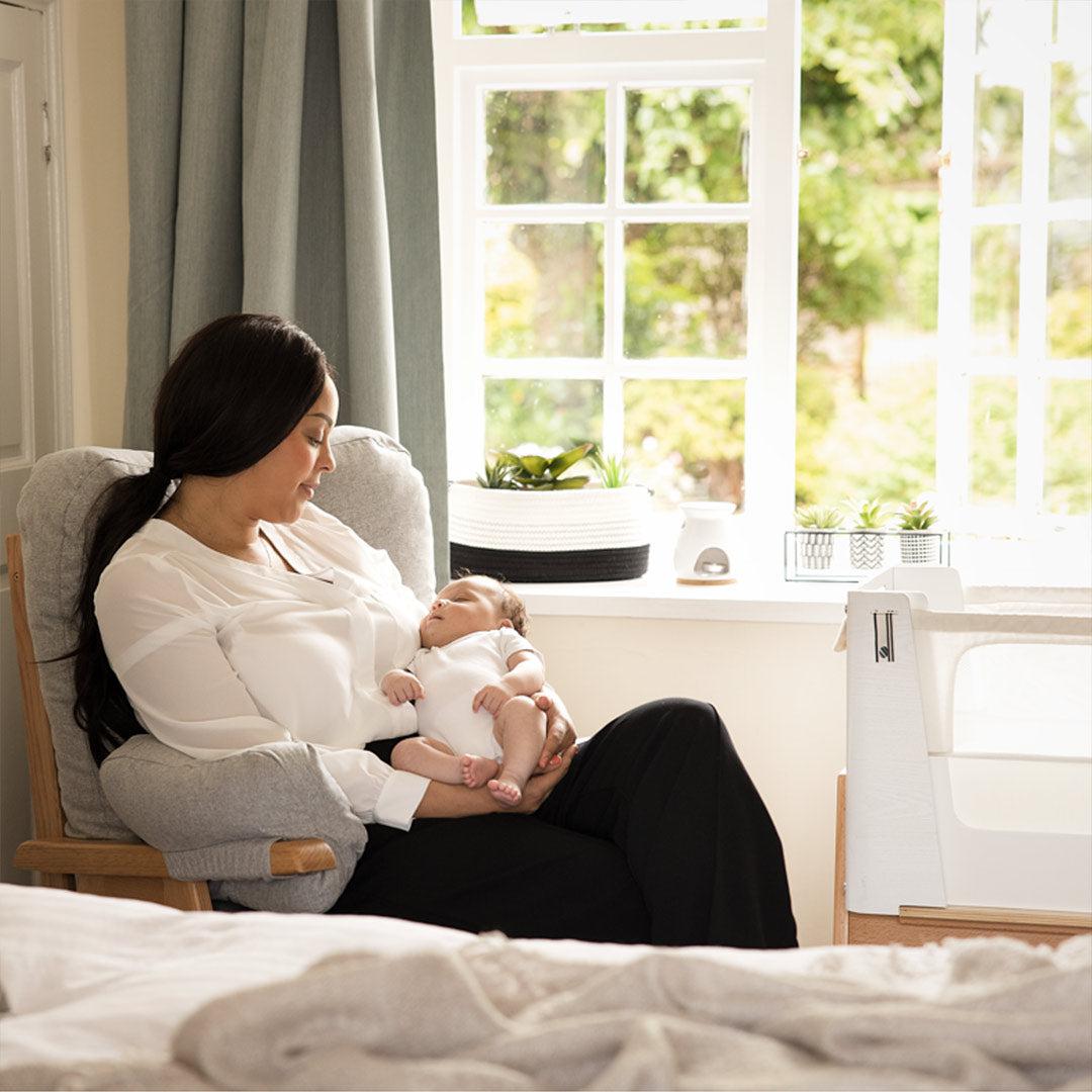 Gaia Hera Bedside Crib Scandi White Natural Natural Baby Shower