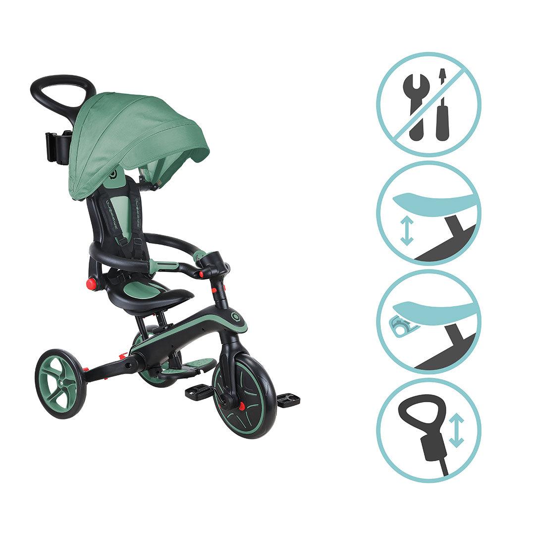 Globber Explorer Trike Foldable 4 in 1 - Olive-Bikes- | Natural Baby Shower