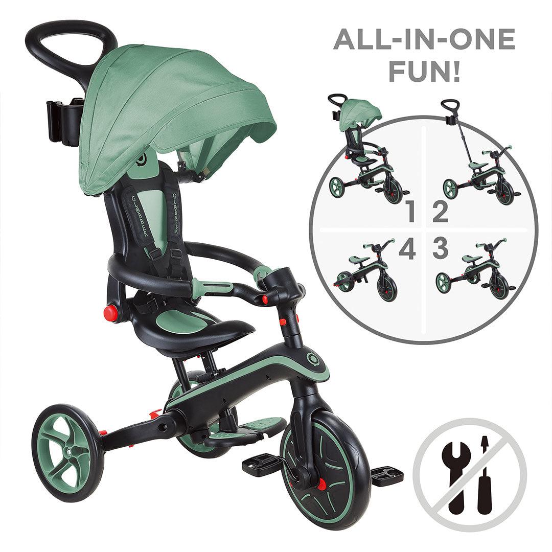 Globber Explorer Trike Foldable 4 in 1 - Olive-Bikes- | Natural Baby Shower