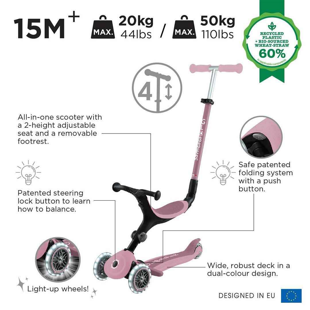 Globber Go Up Eco Active Lights Scooter - Berry-Scooters-Berry- | Natural Baby Shower