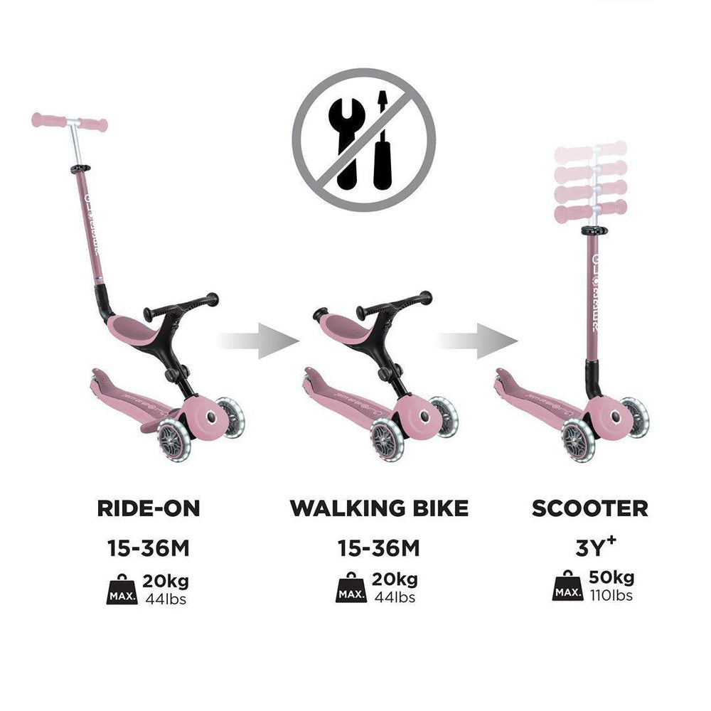 Globber Go Up Eco Active Lights Scooter - Berry-Scooters-Berry- | Natural Baby Shower