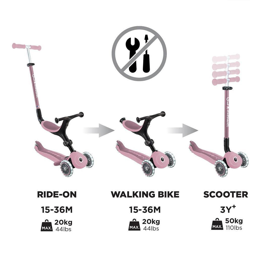 Globber Go Up Eco Active Lights Scooter - Berry-Scooters-Berry- | Natural Baby Shower