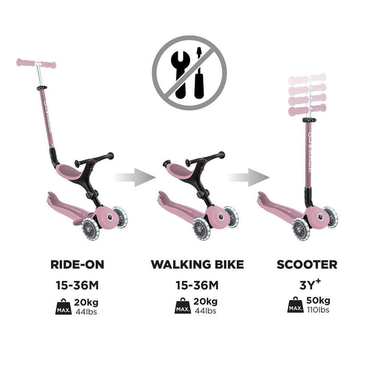 Globber Go Up Eco Active Lights Scooter - Berry-Scooters-Berry- | Natural Baby Shower