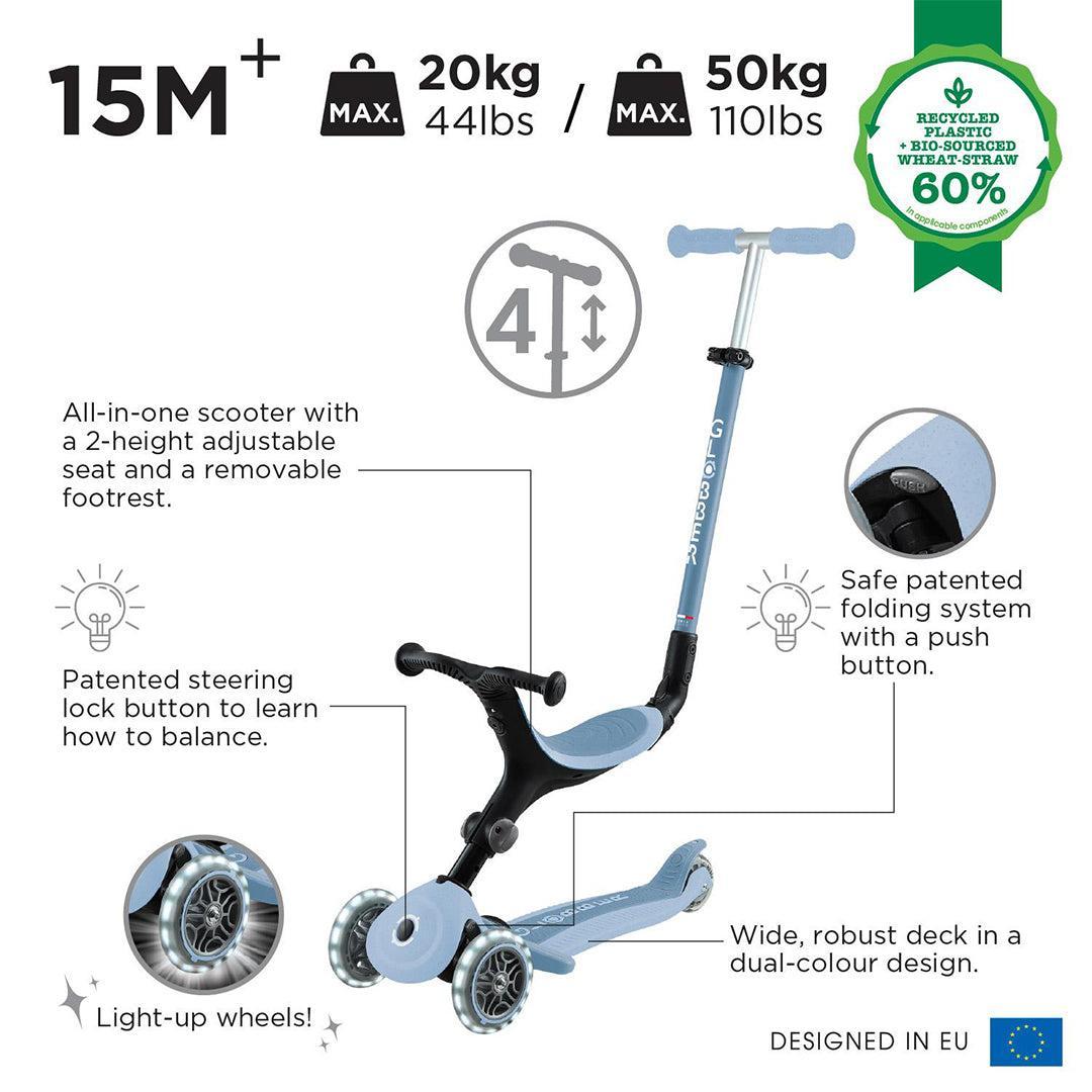 Globber Go Up Eco Active Lights Scooter - Blueberry-Scooters-Blueberry- | Natural Baby Shower