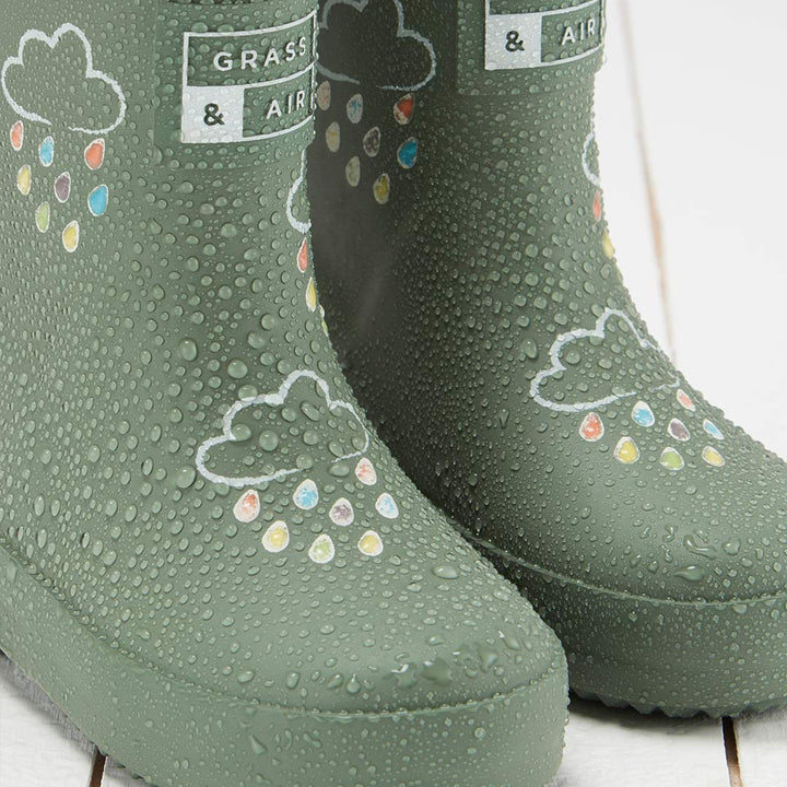 Grass & Air Colour-Revealing Wellies - Khaki Green-Wellies-Khaki Green-4 UK | Natural Baby Shower