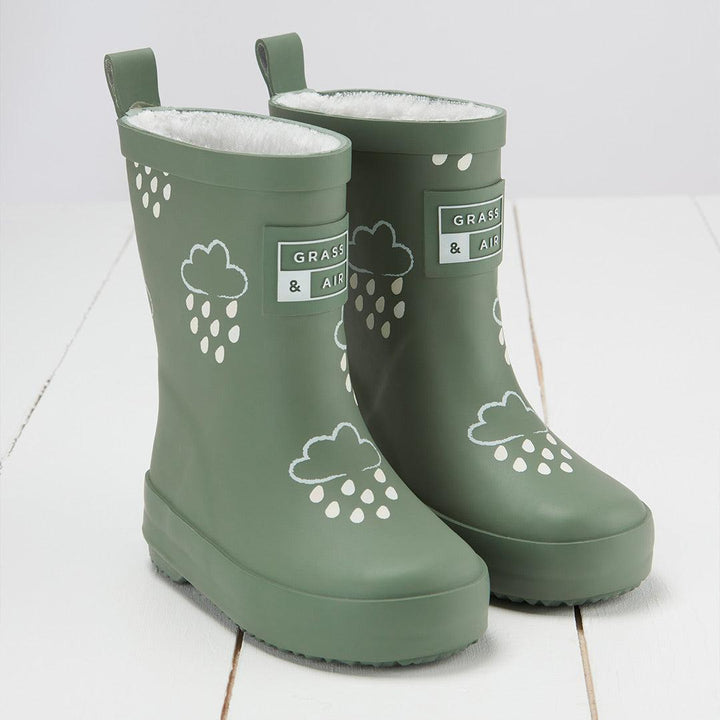 Grass & Air Colour-Revealing Wellies - Khaki Green-Wellies-Khaki Green-4 UK | Natural Baby Shower