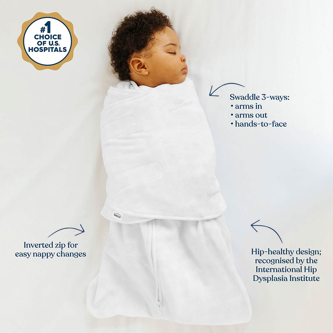 HALO SleepSack Swaddle - White - TOG 1.5-Sleepsack Swaddles-White-0-3m | Natural Baby Shower