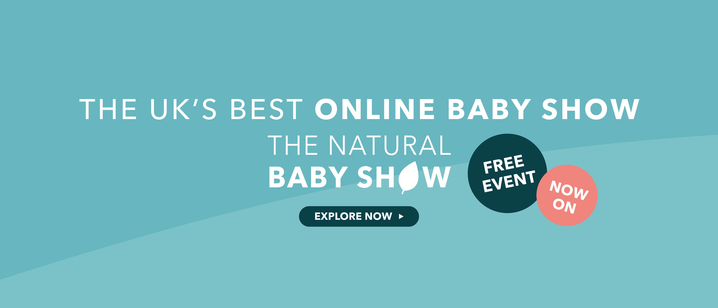 Promotional banner for 'The Natural Baby Show' on a blue background