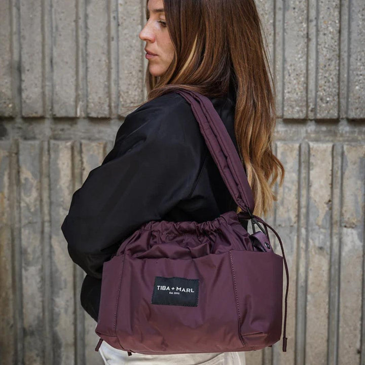TIBA + MARL Mini Luna Drawstring Stroller Bag - Burgundy-Stroller Organisers-Burgundy- | Natural Baby Shower