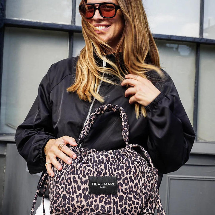 TIBA + MARL Mini Luna Drawstring Stroller Bag - Leopard-Stroller Organisers-Leopard- | Natural Baby Shower