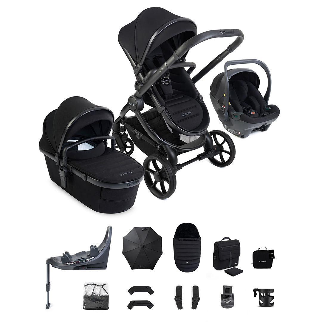 iCandy Peach 8 Complete Bundle with Cocoon 360 and Base-Travel Systems-Black- | Natural Baby Shower