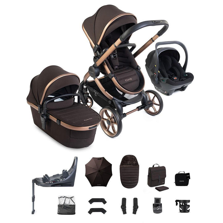 iCandy Peach 8 Editions Complete Bundle with Cocoon 360 and Base-Travel Systems-Pecan- | Natural Baby Shower