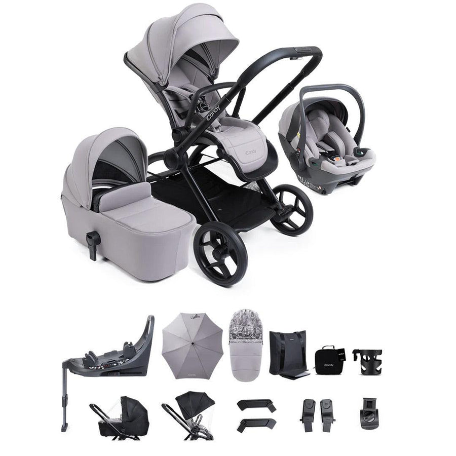 iCandy Core 2 Complete Travel Bundle with Cocoon 360 and Base-Travel Systems-Storm Grey- | Natural Baby Shower