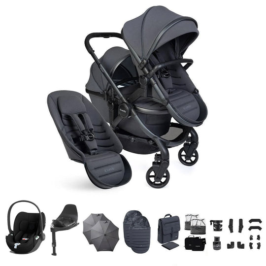 iCandy Peach 8 Double Complete Bundle with CYBEX Cloud T and Base-Stroller Bundles-Storm Grey- | Natural Baby Shower