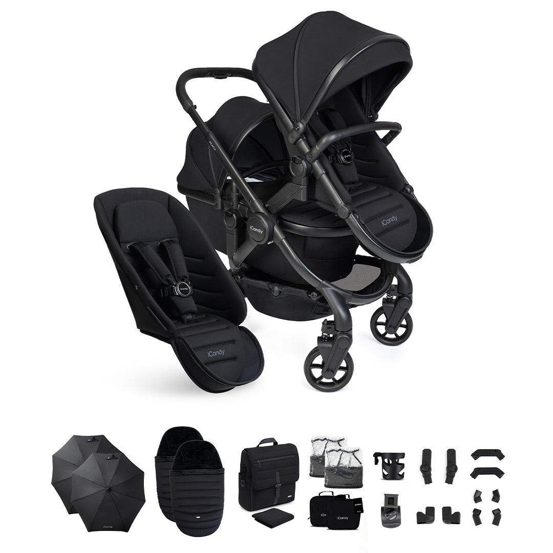 iCandy Peach 8 Double Complete Bundle-Stroller Bundles-Black- | Natural Baby Shower