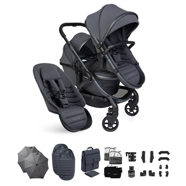 iCandy Peach 8 Double Complete Bundle-Stroller Bundles-Storm Grey- | Natural Baby Shower
