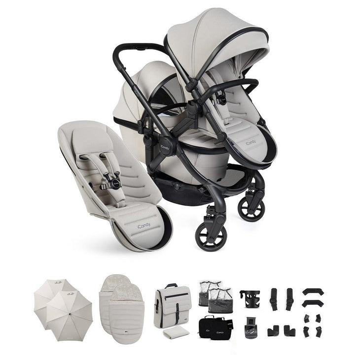 iCandy Peach 8 Double Complete Bundle-Stroller Bundles-Sandstone- | Natural Baby Shower