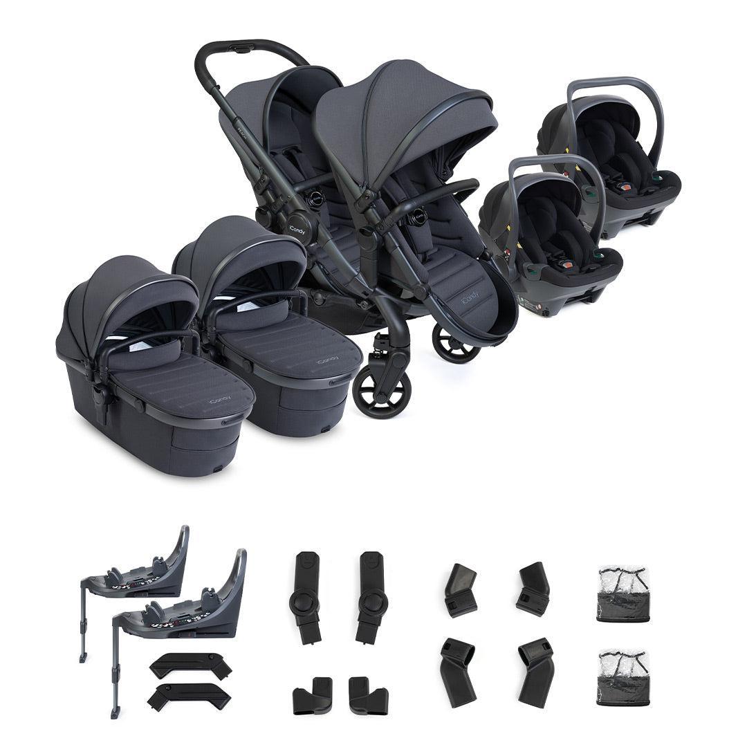 iCandy Peach 8 Twin with Cocoon 360 and Base-Travel Systems-Storm Grey- | Natural Baby Shower