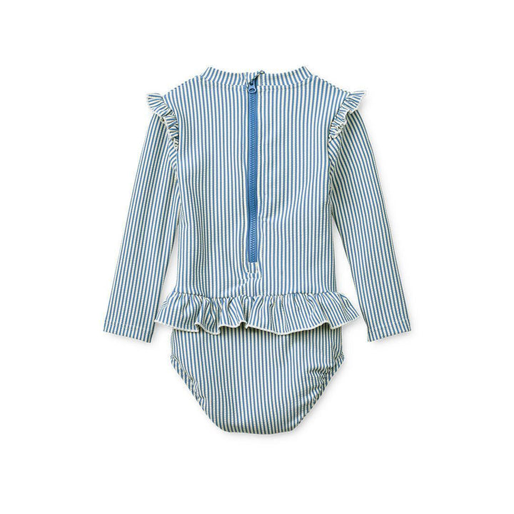 Liewood Sille Baby Seersucker Swimsuit - Riverside / Creme De La Creme-Swimsuits-Riverside / Creme De La Creme-56 | Natural Baby Shower