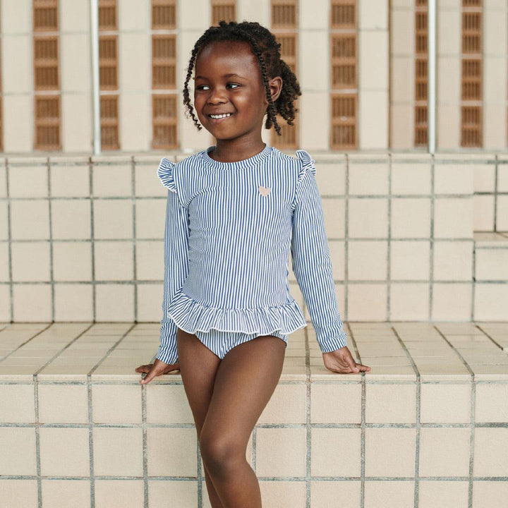 Liewood Sille Baby Seersucker Swimsuit - Riverside / Creme De La Creme-Swimsuits-Riverside / Creme De La Creme-56 | Natural Baby Shower