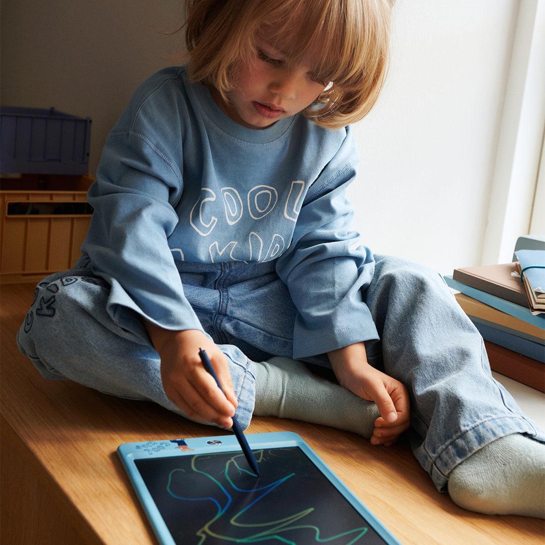 Liewood Zora Magic Drawing Board 10 Inches - Tiger / Beach Blue-Arts + Crafts-Tiger / Beach Blue- | Natural Baby Shower