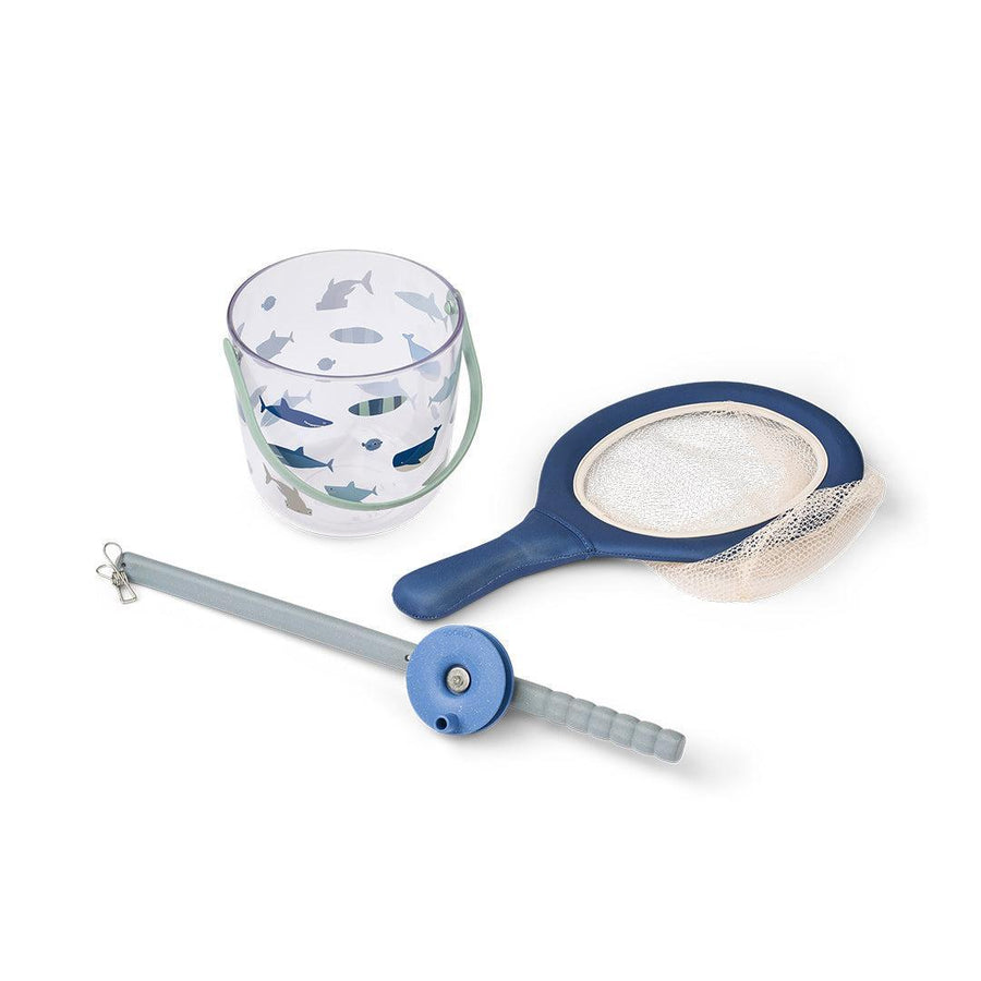 Liewood Cora Crab Fishing Set with Net - Shark / Dove Blue-Outdoor Play-Shark / Dove Blue- | Natural Baby Shower