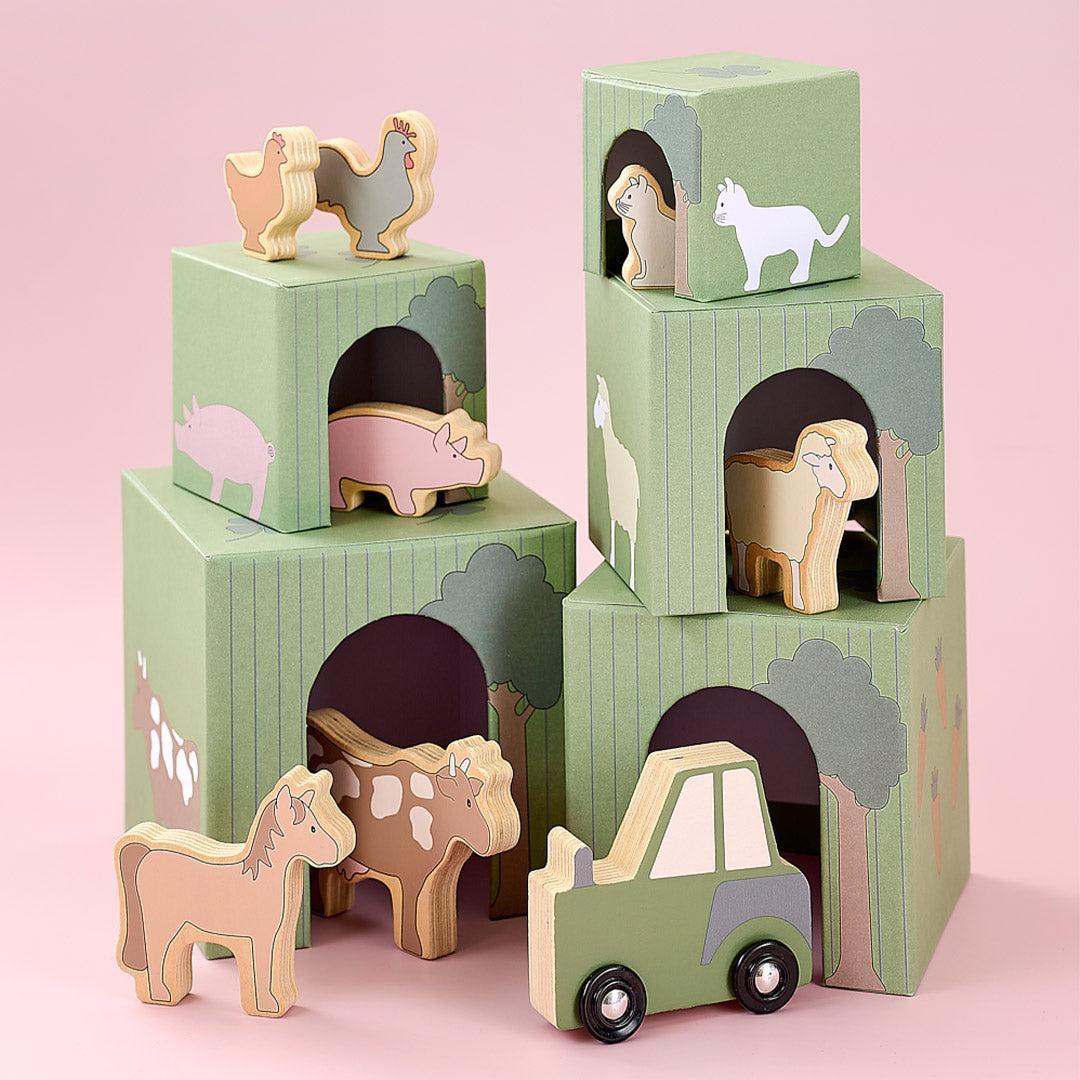 Jabadabado Stacking Cubes Farm-Stacking Toys- | Natural Baby Shower