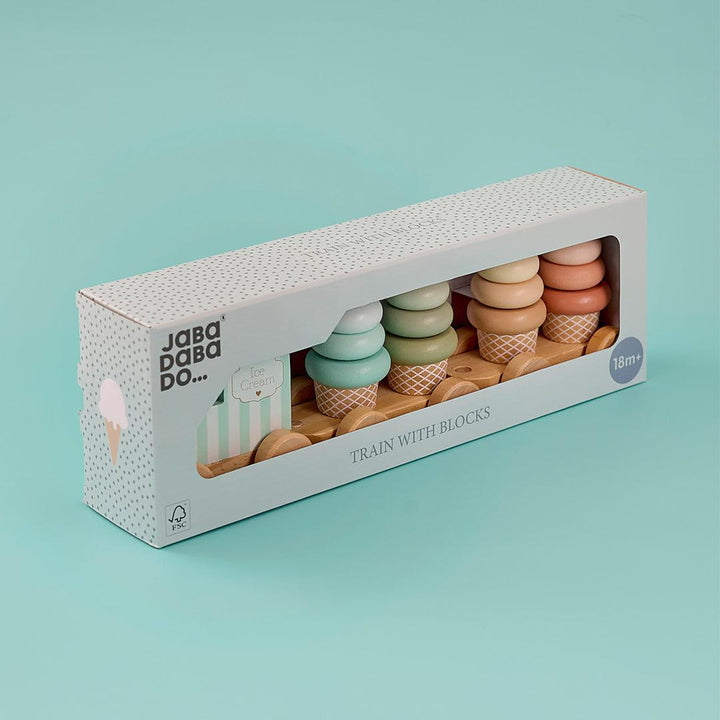 Jabadabado Train With Blocks - Ice Cream-Stacking Toys-Ice Cream- | Natural Baby Shower