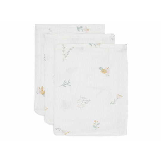 Jollein 3 Pack Washcloth Muslin 15x20cm - Lovely Birds-Washcloths-Lovely Birds- | Natural Baby Shower