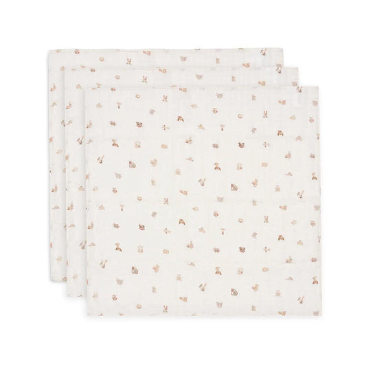 Jollein 3 Pack Muslin Cloth 70x70cm - Animal Friends-Muslin Squares-Animal Friends- | Natural Baby Shower