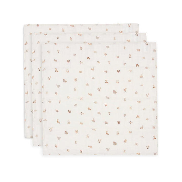 Jollein 3 Pack Muslin Cloth 70x70cm - Animal Friends-Muslin Squares-Animal Friends- | Natural Baby Shower