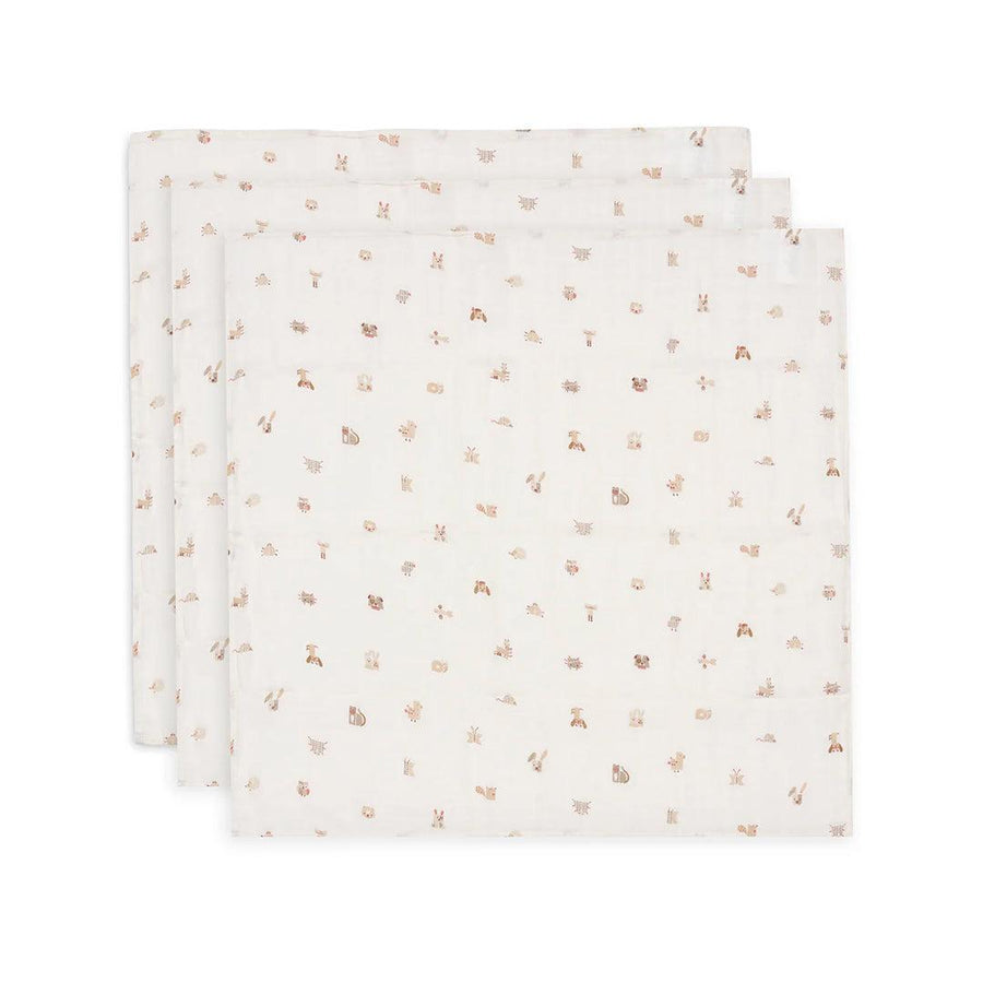 Jollein 3 Pack Muslin Cloth 70x70cm - Animal Friends-Muslin Squares-Animal Friends- | Natural Baby Shower