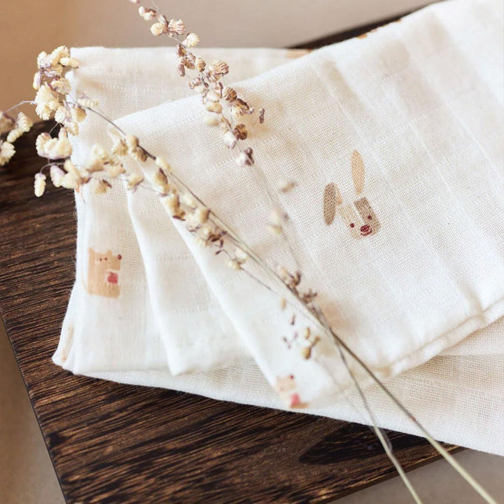 Jollein 3 Pack Washcloth Muslin 15x20cm - Animal Friends-Washcloths-Animal Friends- | Natural Baby Shower