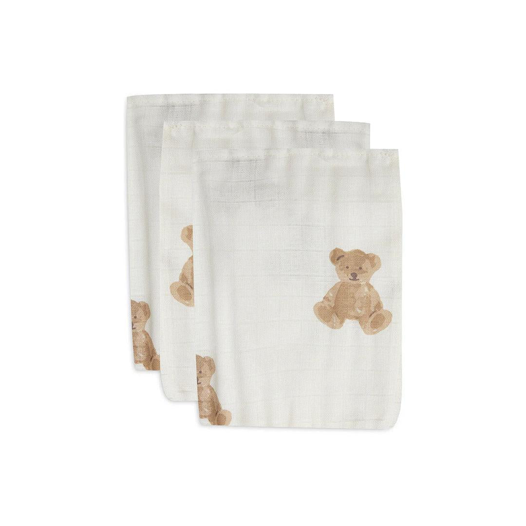 Jollein Teddy Bear muslin washcloth three-pack