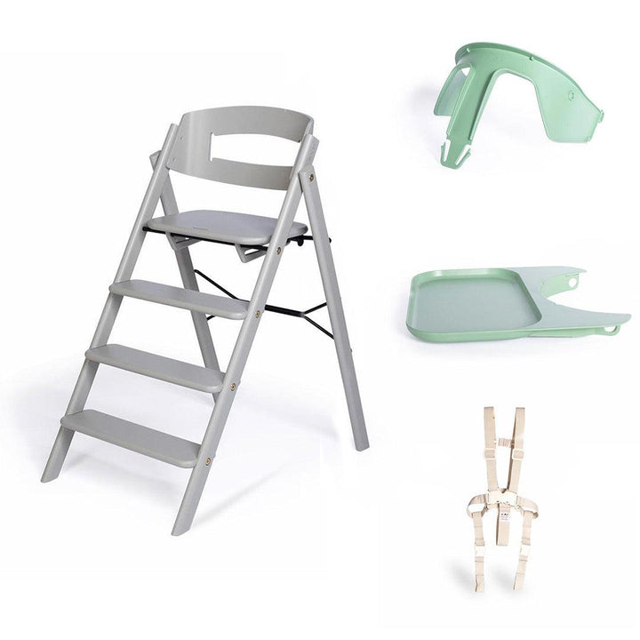 KAOS Klapp Highchair Baby Set - Natural/Ash-Highchairs-Natural/Ash-Green/Plastic Safety Rail/Tray | Natural Baby Shower