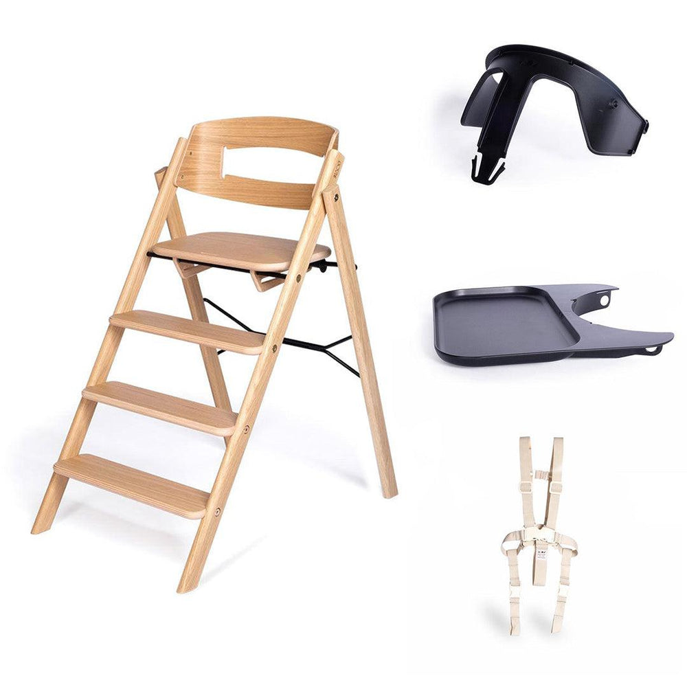 KAOS Klapp Highchair Baby Set - Natural/Oak-Highchairs-Natural/Oak-Black/Plastic Safety Rail/Tray | Natural Baby Shower