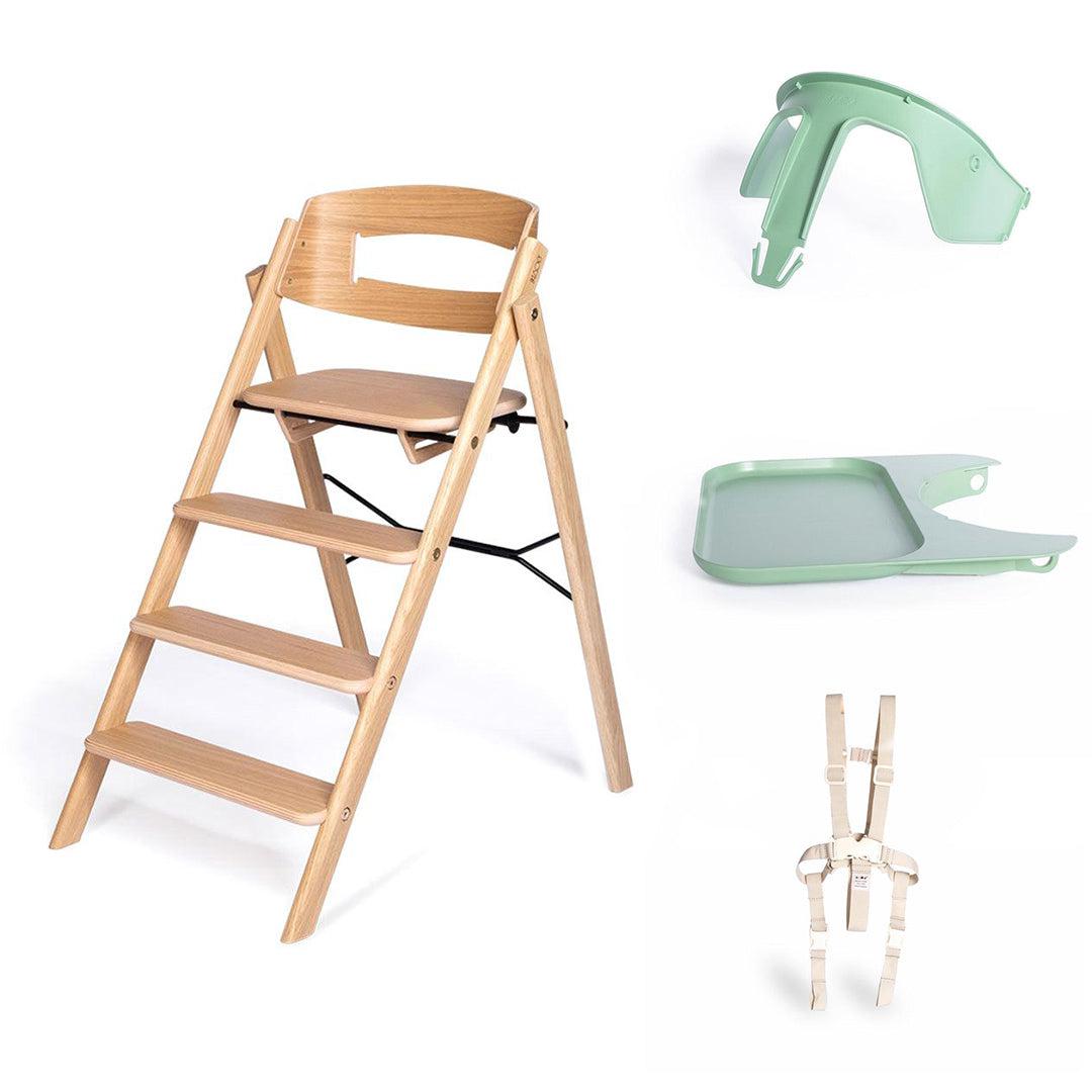 KAOS Klapp Highchair Baby Set - Natural/Oak-Highchairs-Natural/Oak-Green/Plastic Safety Rail/Tray | Natural Baby Shower