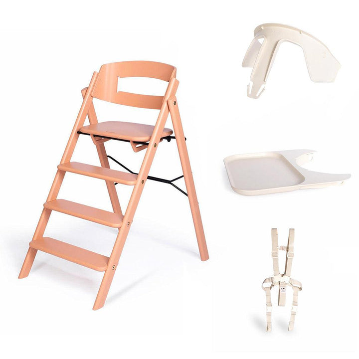 KAOS Klapp Highchair Baby Set - Pale Coral/Beech-Highchairs-Pale Coral/Beech-Ivory/Plastic Safety Rail/Tray | Natural Baby Shower