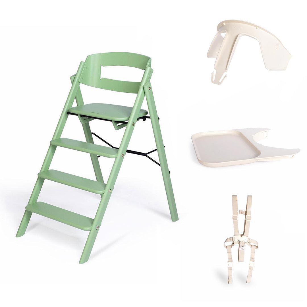 KAOS Klapp Highchair Baby Set - Pale Green/Beech-Highchairs-Pale Green/Beech-Ivory/Plastic Safety Rail/Tray | Natural Baby Shower