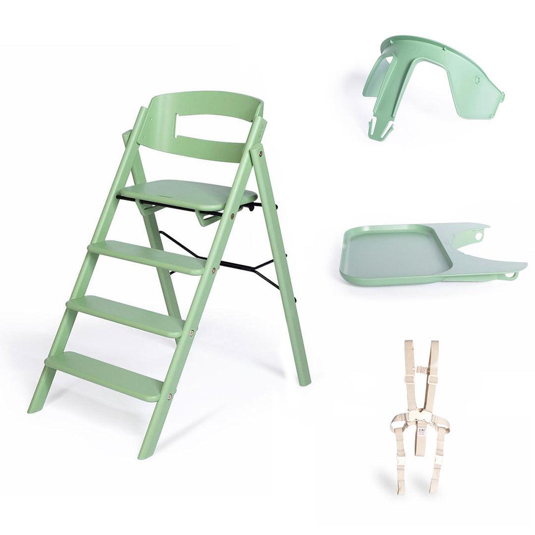 KAOS Klapp Highchair Baby Set - Pale Green/Beech-Highchairs-Pale Green/Beech-Green/Plastic Safety Rail/Tray | Natural Baby Shower