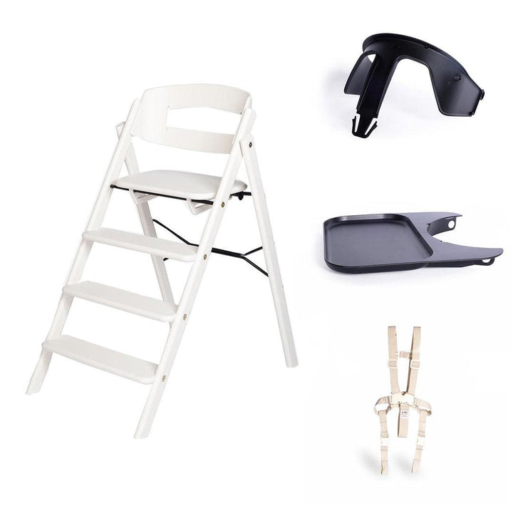 KAOS Klapp Highchair Baby Set - White/Beech-Highchairs-White/Beech-Black/Plastic Safety Rail/Tray | Natural Baby Shower