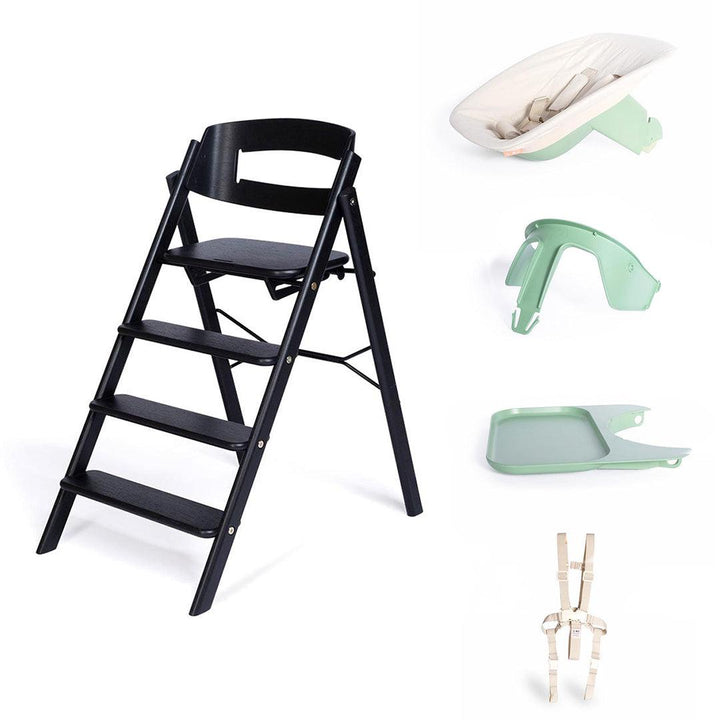KAOS Klapp Highchair Complete Set - Black/Oak-Highchairs-Black/Oak-Green/Plastic Babyseat | Natural Baby Shower